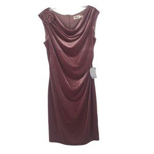 NWT ELIZA J Pink MAUVE Rose RUCHED SIDE Sleeveless VELVET Drape Mini DRESS Sz 10